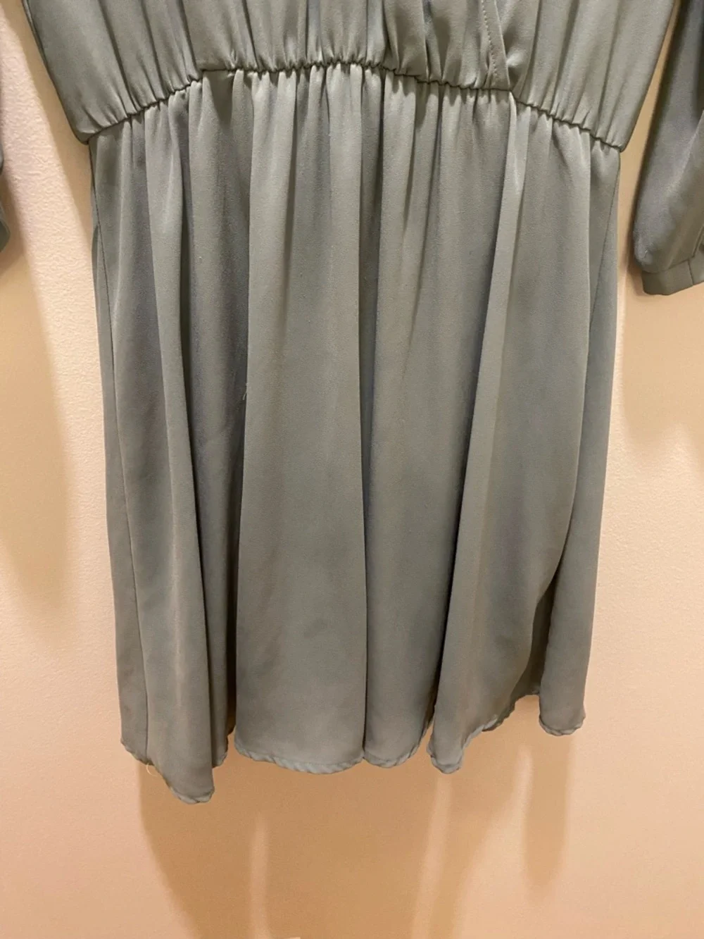 Women's Sage Green Wrap-Front Dress - Picture 5 of 6